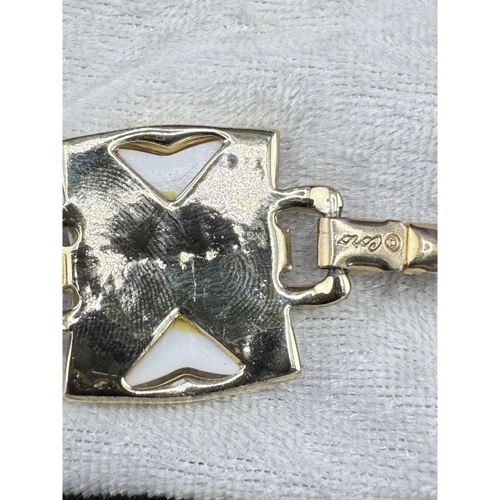 Vintage Coro Bracelet Acrylic Thermoset‎ White Gold Tone 7